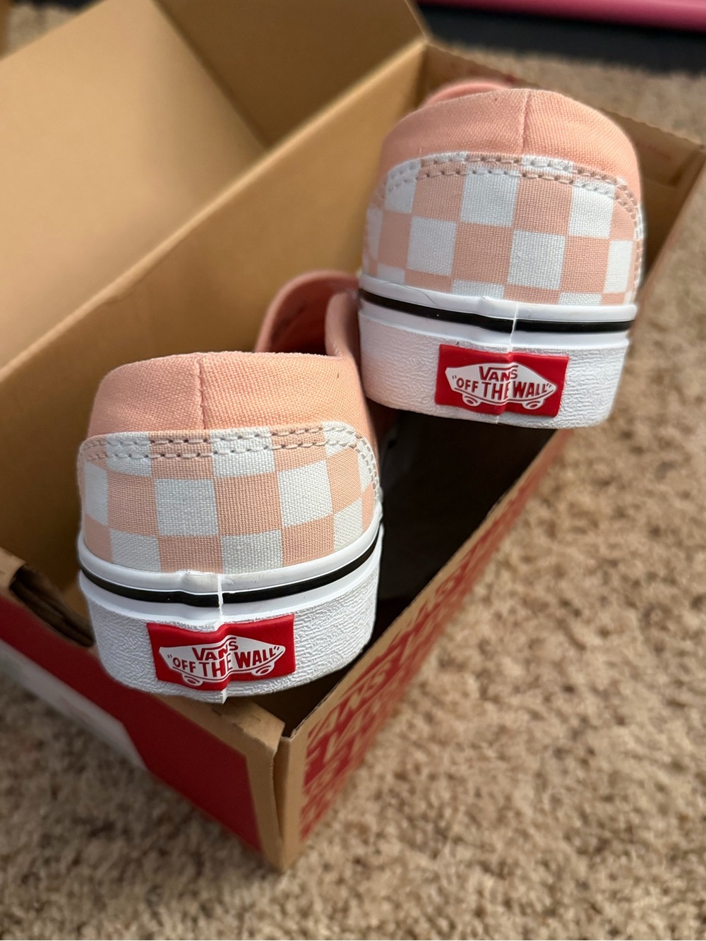 Vans Asher Checkerboard Tropical Peach Classic Slip-On Sneakers - Picture 5 of 7